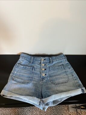 Madewell Light Blue High-Rise Button-Fly Denim Shorts